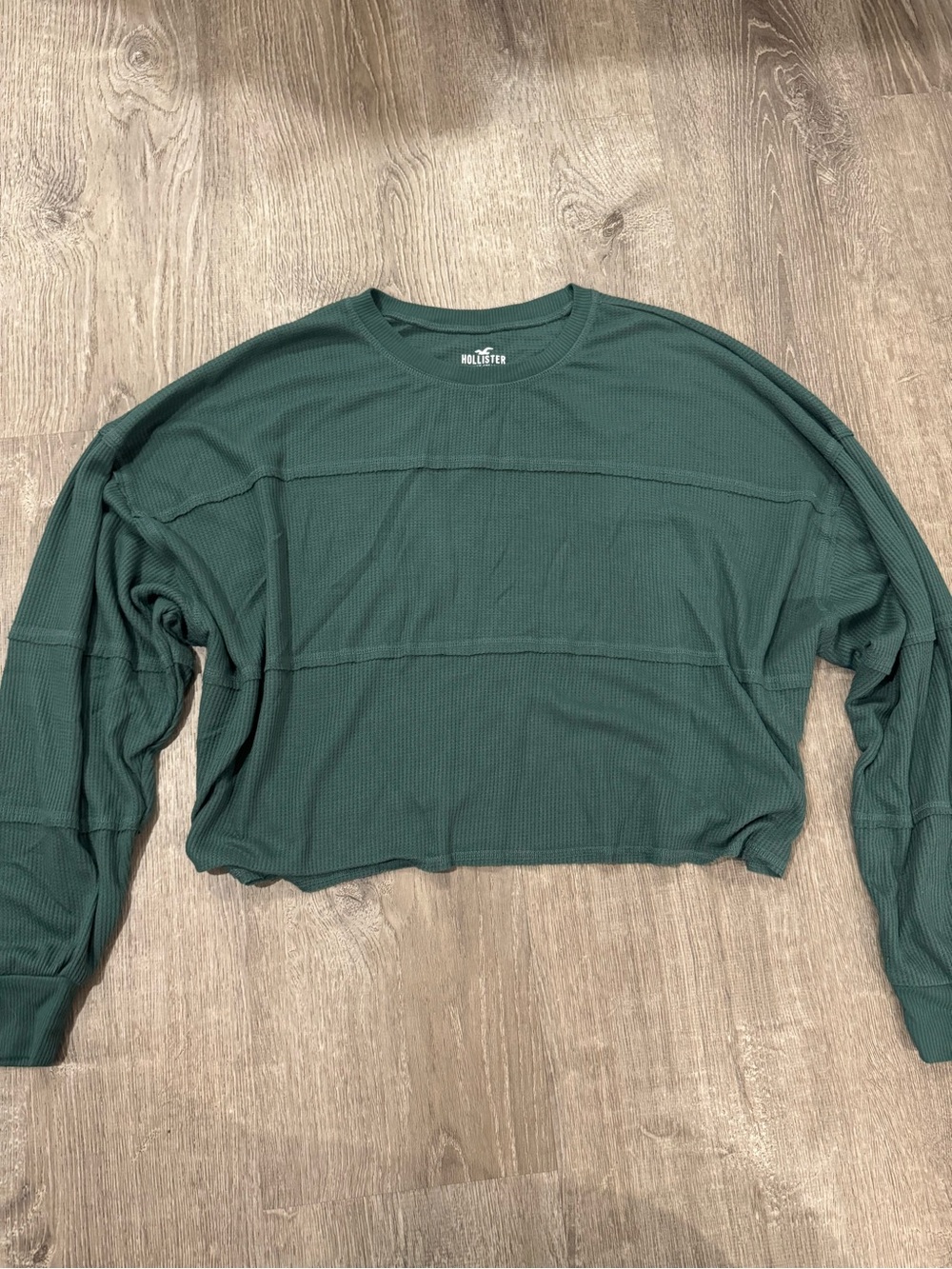 Hollister Deep Green Waffle Knit Long Sleeve Top